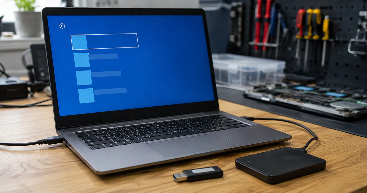 A Windows laptop in recovery mode