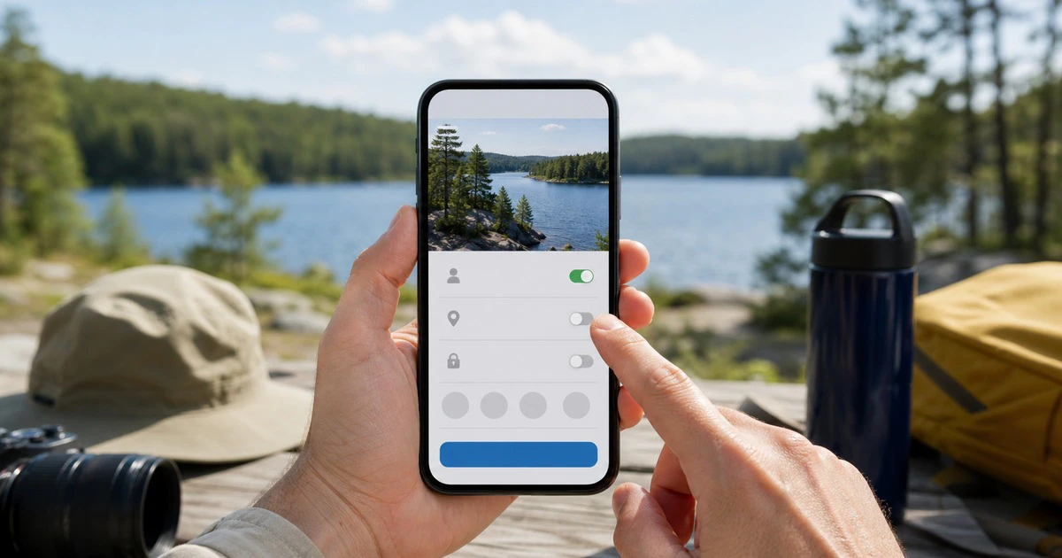User turning off location data before sharing photos online