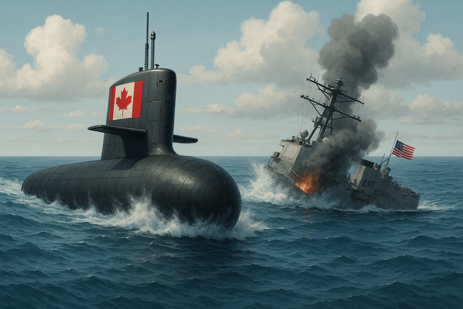 Canadian Submarine sinks US warship