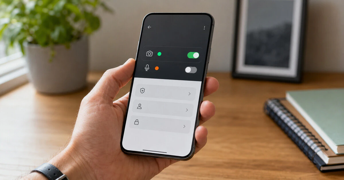 A screen user setting his phone's camera and microphone to be used to find his device.