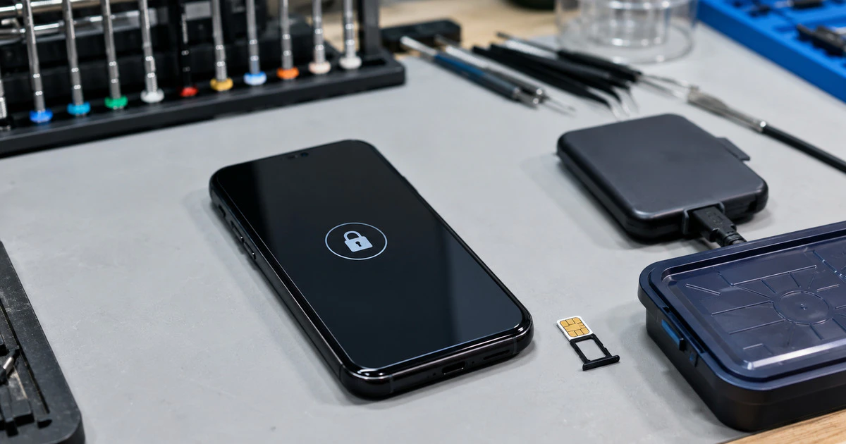 Phones being backed up and wiped before a service