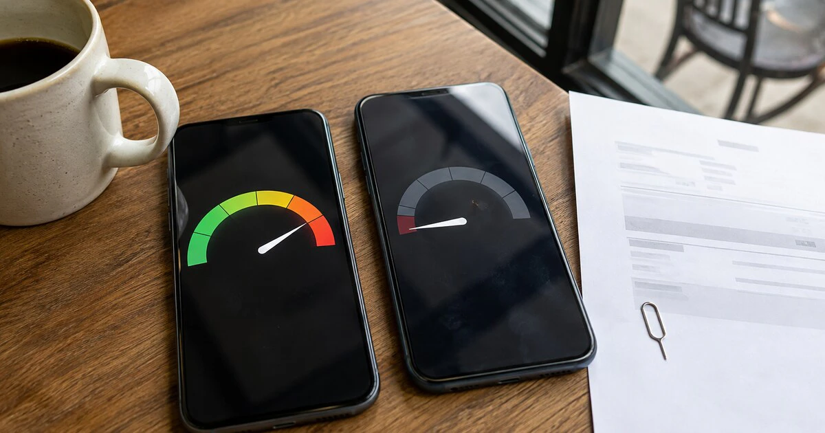 Smartphone representing a Canadian unlimited mobile data plan and reduced-speed network access